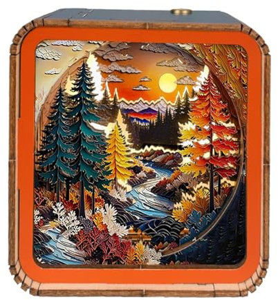 LED Light Puzzle, Wooden Puzzle Lights, Wireless Night Lights, 3D Wooden Puzzles, Wood Puzzles Nightlight, Wireless 3D Wooden Puzzle LED Night Light for Kids and Adults Desk And Home Decoration