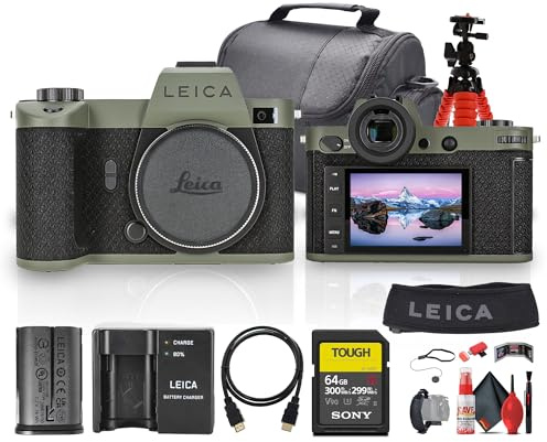 Leica SL2-S Reporter Edition Mirrorless Camera (10891) Bundle | For Photography & Video + 64GB Memory Card + Memory Card Wallet + Lens Caps + Camera Bag + Tripod + Cleaning Kit + Hand Strap