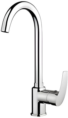 Kitchen Tap Chrome – Single Lever Swivel Mixer Tap, Monobloc, UK Standard