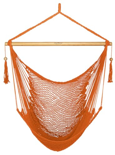 JoyView Hängesessel mit Spreizstange, karibischer Hängesessel, Schaukelstuhl, 136 kg Gewichtskapazität, XL-Seil, Hängesessel für Outdoor, Innenbereich, Garten, Hof, Orange