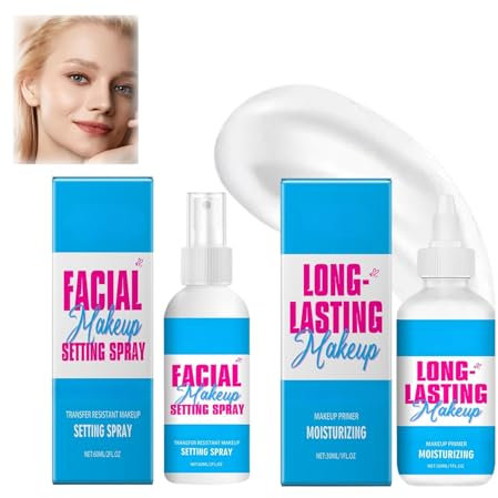 The Face Glue Gripping Primer & Makeup Setting Spray,24H Long Lasting Makeup Primer for Hydrating Base and Skin Care,The Face Glue Fixing Setting Spray for Matte Finish and Oil-control, Duo Bundle