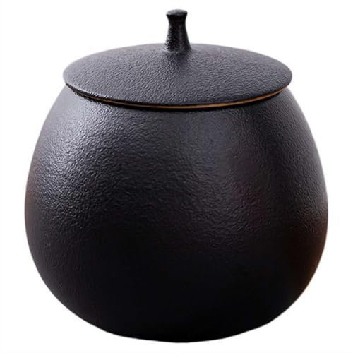 MUMQAQ Keramikbehälter mit Deckel, Küchenbehälter, Vintage-Keramik-Vorratsdose mit luftdichtem Deckel für Kaffee, Tee und Gewürze, stilvolle Küchendekoration und Organizer (schwarz)