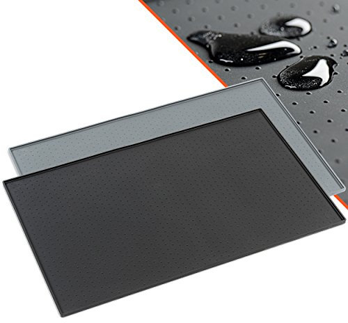 PetCareson – Premium Napfunterlage Hund, Katzen I Hochwertige wasserdichte u. rutschfeste Unterlage für Katzennapf und Hundenapf I Fressnapf-Unterlage, Silikon Unterlage mit Rand I Schwarz I 60x40cm