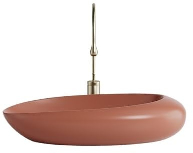 Bonita Lavabo integrado de cerámica ovalado, colorido y moderno, sobre encimera cómodo