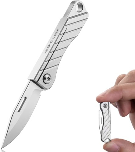 KEEPO LINK Titanium Pocket Knife Small Folding Blade for Men & Women, OLK03 | Sharp Utility Knife, Mini Box Cutter, EDC Multitool for Everyday Carry, Camping, Hiking and Outdoor, Lightweight, Anti-rust