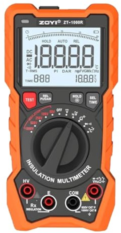 ZOYI ZT-1000R 2-in-1 Digital Insulation Resistance Tester & 19,999-Count True RMS Multimeter, 20 GΩ Megohmmeter 50–1000 V, PI/DAR, Auto-Range, Temperature Measurement, Rechargeable