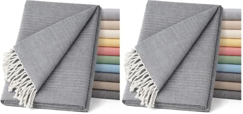 ECOMMERC3 Couvre-lit Multifonction léger et élégant pour canapé ou lit 130 x 180 cm Anthracite (Lot de 2)