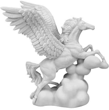 Flying Pegasus Geflügeltes Pferd Statue - Handgefertigte Marmor-Skulptur - Griechische Mythologie Dekor 21,1 cm