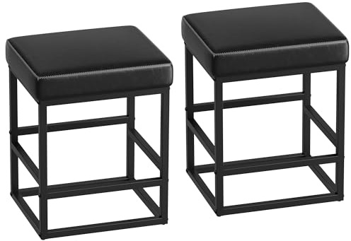 YUUIJOAA Barhocker 2er Set,61 cm Küchen Hocker Schminktisch Stuhl mit Fußstütze & Weichem PU-Lederbezug, Robuster Thekenhocker aus Metall für Küche, Bar & Wohnbereich,Coffee