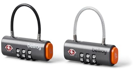 Bellroy Travel Lock Duo, Candados TSA para Equipaje, Set de 2 - Graphite | Set de 2 candados TSA con ajuste flexible y función de combinación para viajar con seguridad