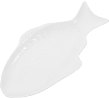 OSALADI Vajilla Cerámica Plato Creativo Forma de Pez, 33 CM, Multifuncional para Sushi, Catering y Servir Aperitivos en Restaurante y Hogar