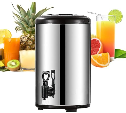 Dispensador De Bebidas | Con Grifo Y Recipiente De Doble Pared Aislante,Jarra Térmica de Acero Inoxidable de Gran Capacidad para Agua Caliente | para Zumos Té Infusión Leche Café Catering
