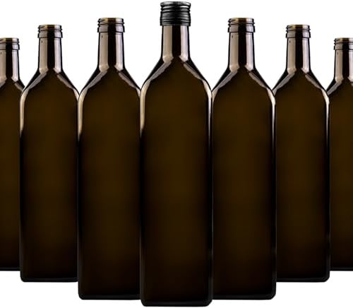 SUPERBUTELKI.PL Bottiglia di vetro 1000 ml (1 L) color oliva, per olio, aceto, vino e liquori (25x)