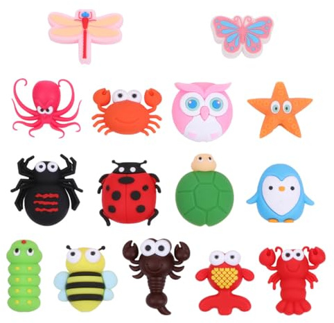 JOYOFREELY 15pcs Animal Charger Cord Saver Silicone Cable Protector Different Shaped Cute Bug Bite Design, Lightweight USB Cable Saver for Work and Home Use