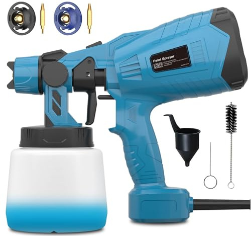 GGiking Farbsprühsystem, 450W HVLP Elektrische Spritzpistole für Möbel, Wände & Zäune, 1000ML Behälter, 2 Düsen & 3 Sprühmuster, Einstellbarer Durchfluss