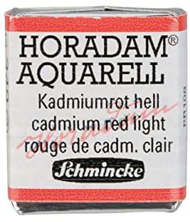 Schmincke – HORADAM® AQUARELL - feinste Künstler-Aquarellfarben, 349 Kadmiumrot hell, 14 349 044, 1/2 Näpfchen