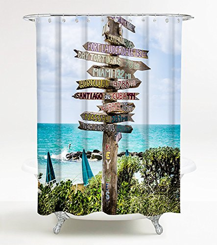 Sanilo Duschvorhang Key West 180 x 200 cm, hochwertige Qualität, 100% Polyester, wasserdicht, Anti-Schimmel-Effekt, inkl. 12 Duschvorhangringe