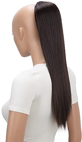 CAISHA 55cm Haarteil Nina mit Kordelverschluss Zopf Haarverlängerung Glatt Schokobraun PH504