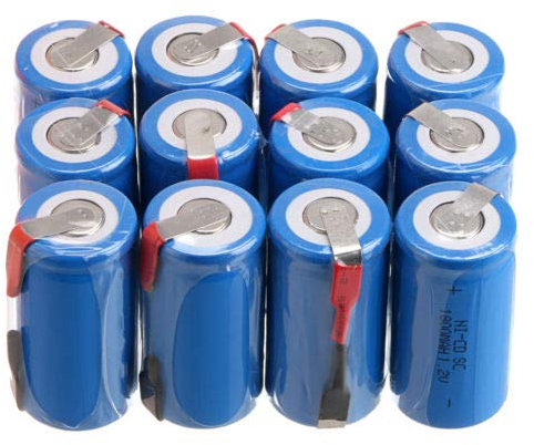 ANMAS POWER 12PCS Blue Sub C NiCd Batteries SC 1.2V 1800mAh Ni-Cd Rechargeable Battery Set With Tap