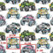 Pingianer 8,98€/m 100% Baumwolle 50x160cm Baumwollstoff Meterware Auto Ball Handwerken Nähen Stoff (Monstertruck St184)