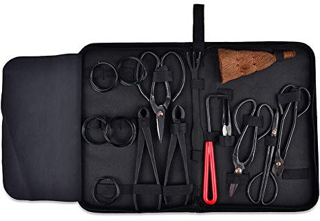 Guajave Jardín Bonsái Herramienta Set Acero Carbón Kit Cortadora Tijeras con Nylon Estuche
