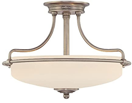 Licht-Erlebnisse Premium Deckenleuchte Nickel Creme Schlafzimmer Jugendstil 3-flammig E27 blendarm Glas Metall Ø43,2 cm rund Wohnzimmer Küche Flur Deckenlampe Modern