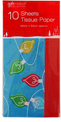 Christmas Tissue Paper - Contemporary and Red, 10 Sheets, 5 of Each - Size 500mm x 500mm