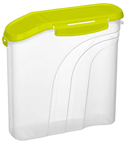 Rotho Fresh Müslibox 2.2l mit aromadichtem Deckel und Schüttöffnung, Kunststoff (PP) BPA-frei, transparent/grün, 2.2l (22.0 x 8.0 x 22.0 cm)