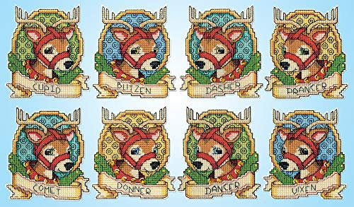 Design Works Cross Stitch Kit Christmas Tree Ornaments - Reindeers