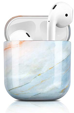 Newseego Kompatibel mit AirPods 1/2 Hülle, Ultradünnes Marmor Case Vollschutz Marmor Muster Tragbare Hülle für AirPods 1/2 Earpods Ohrhörer-Ladetasche