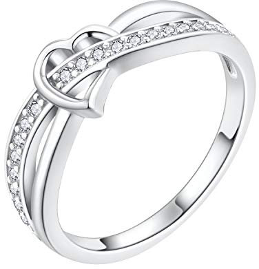 Starchenie Herzring 925 Sterling Silber Zirkonia Verlobungsring für Damen(Größe54)