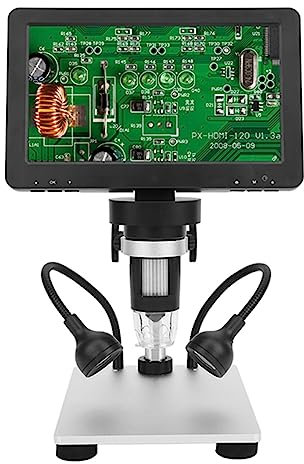 12MP Digitalmikroskop, 1200x industrielles elektrisches Mikroskop mit 7-Zoll-HD-Großbildschirm zur Inspektion von Leiterplatten/Reparatur von Uhren/Labor/Reparatur von Mobiltelefonen