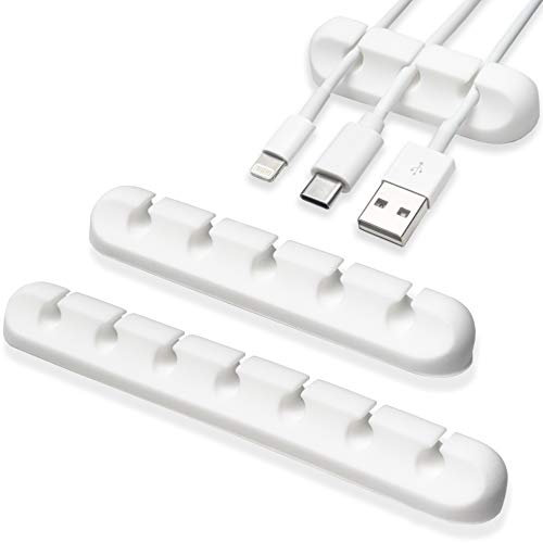Ordsen Cable Tidy Clips - Wire Organisers, Cord Management Holders for Desktop, Home, Office and Storage, Self Adhesive Desk Tidies, Cables Holder (White)