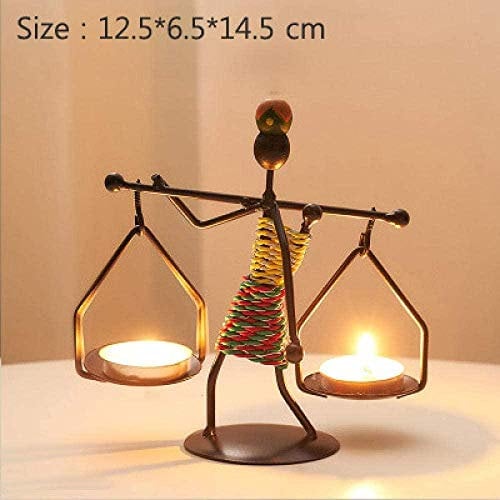 ZTIANEF Wedding Decoration Sculpture Figurine Iron Man Candle Holder Personality Metal Candle Holder Romantic Dinner Desktop Home Decoration Birthday Gift-2