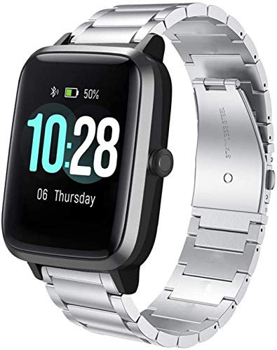 SkyBand Cinturino Compatibile per ID205L, Metallo Acciaio Moda Cinturino Compatibile per SmartWatch willful SW021/ YAMAY SW021/LIFEBEE ID205L (Argento)