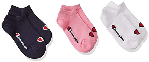 Champion Core- Junior 3PP Sneaker Calzini da Unisex - Bambini, Rosa Fuchsia, Bianco, Blu Marino, 27-30 EU