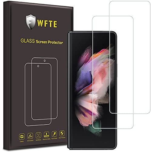 WFTE Lot de 2 films de protection d'écran en verre trempé pour Samsung Galaxy Z Fold 3 5G Anti-rayures, haute transparence, anti-traces de doigts, sans bulles, sans poussière