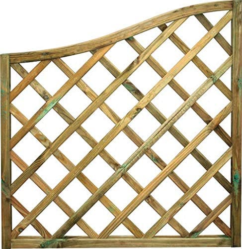 Pannello Grigliato in Legno di Pino Impregnato da Giardino per pianti rampicanti Decorazione Balconi (90x90 cm - Onda)