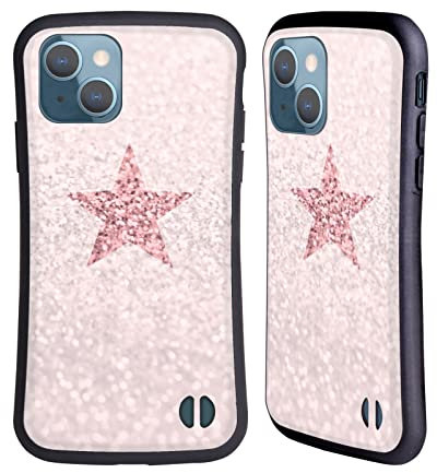 Head Case Designs sous Licence Officielle Monika Strigel Rose Rose étoile Pailleté Pastel Coque Hybride Compatible avec Apple iPhone 13
