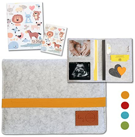 leymoon - U Heft Hülle, Geschenk für Schwangere und Mama's mit vielen Fächern für Mutterpass, Ultraschallbilder, Kinder U-Heft, Impfpass uvm. (U_Heft_Hülle_Senf)…