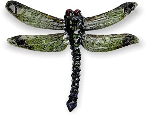 Crispe Metall Wand-Deko - Libelle grün – 48 x 40cm - geprägte 3D Wanddekoration - Wandbild inkl. praktischer Wandbefestigung – dekorative Wandskulptur – für In- und Outdoor