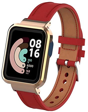 nuosiweilang Kompatibel Für Xiaomi Mi Watch Lite Armband,Sport Leder Uhrenarmband Armband Ersatzarmband Für Mi Watch Lite/Redmi Watch Männer und Frauen,rot