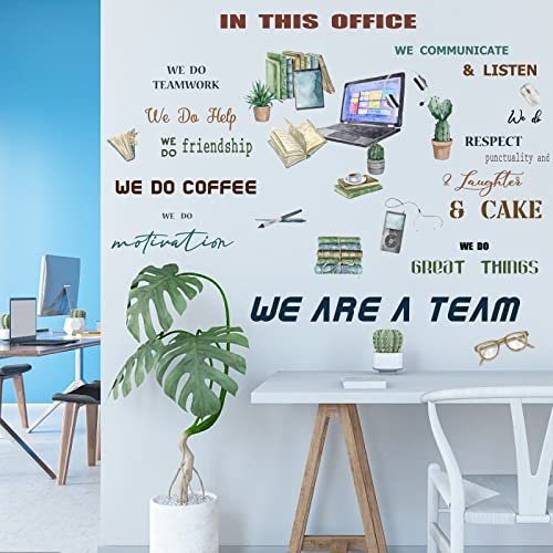 PLIGREAT Buntes Büro Wandtattoo, Wandtattoos Mit Inspirierenden Zitaten Aus Dem Büro, Teamwork Sprüche – In Diesem Büro Sind Wir Ein Team, Abnehmbarer Vinyl Dekor Aufkleber Für Büro, Heimdekoration