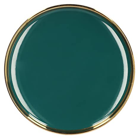 HOMLA Sinnes Dessertteller Moderner Still - Teller Geschirr Tischdekoration Nachspeiseteller Dessertplatte Dessertspeicher - Porzellan Glänzender Farbton Smaragdfarben 15 cm