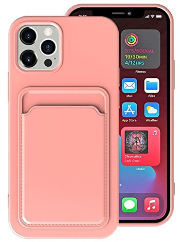 König Design Handyhülle kompatibel mit Apple iPhone 12 Schutzhülle Case Cover Kartenfach Rosa