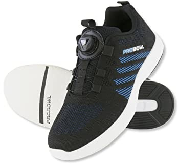 EMAX Pro Bowl - Supro - Bowling Shoes Men Women Adults Bowling Shoe with Fit-Go Lacing System Bowling Equipment Leisure, black, 8 UK