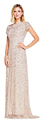 Adrianna Papell Kurzärmeliges Damenkleid mit Pailletten, Blush, 50