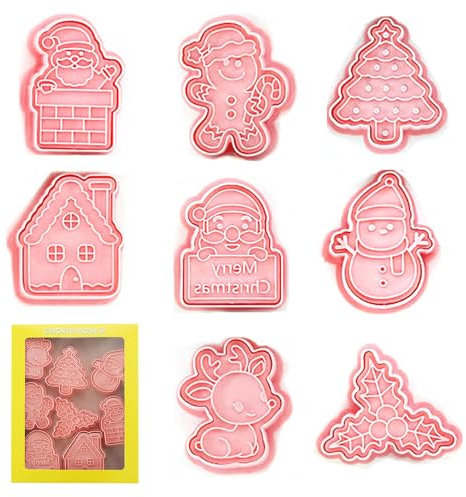 YEJAHY 8 Stück Weihnachts-Ausstechformen, Kunststoff-Ausstechformen, Weihnachtsformen, Ausstechformen, Ausstechformen, Ausstechformen für Kekse, Kuchen, Schokolade, Weihnachtsbacken (C)