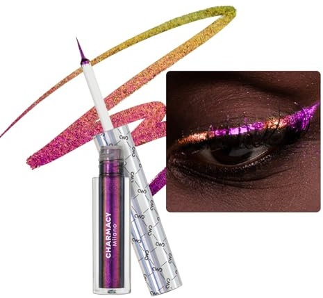 CHARMACY Chameleon Glitter Liquid Eyeliner, Metallic Shade Color Shift Eye Liner, Highly Pigmented, 24H Long-Lasting, Waterproof and Anti-Smudge, Ultra-Fine Tip (#903)