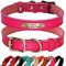 PET ARTIST Collier de Chien personnalisé en Cuir véritable, Collier léger et Doux, 7 Belles Couleurs, Collier Durable pour Chiot et Petits Chiens, Rose M